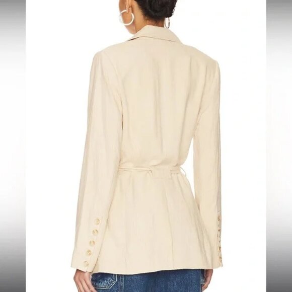 Free People Olivia Double Breasted Linen Blend Pebble/Sand Blazer New XS - Picture 10 of 17